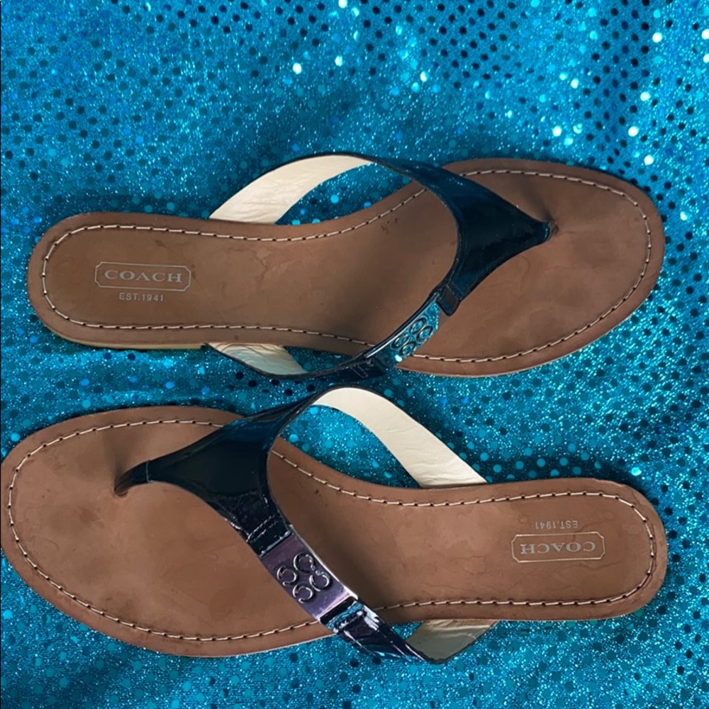 Coach patent leather strap sandals